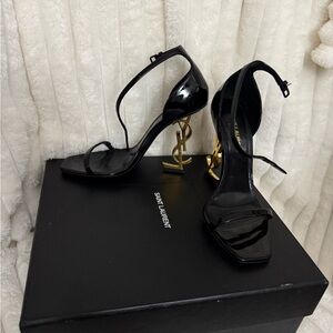 Saint Laurent Black Strappy Heels